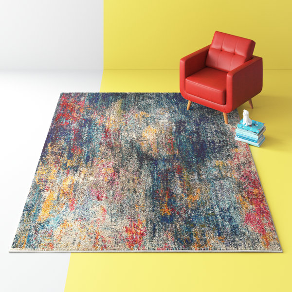 17 Stories Armelia Abstract Blue Area Rug & Reviews Wayfair